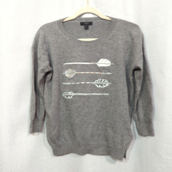J. Crew Sweaters - J Crew Sweater Womens Small Arrow‎ Gray Wool Blend